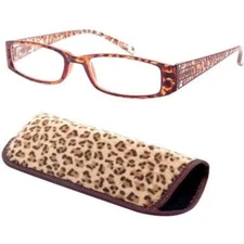 Foster Grant Reading Glasses "Simba" with Brown Leopard Case (Strength: +2.50)