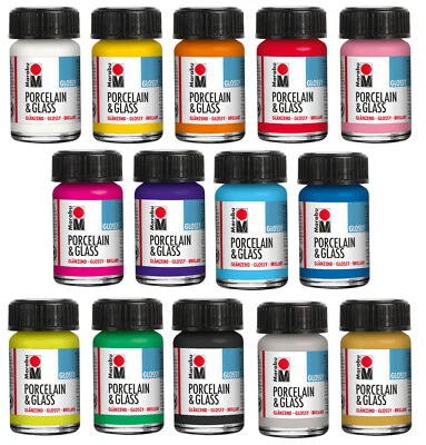 MARABU GLASART 15 ml BARATTOLO VERNICE VETRO TRASPARENTE A BASE SOLVENTE - SCEGLI QUALSIASI COLORE