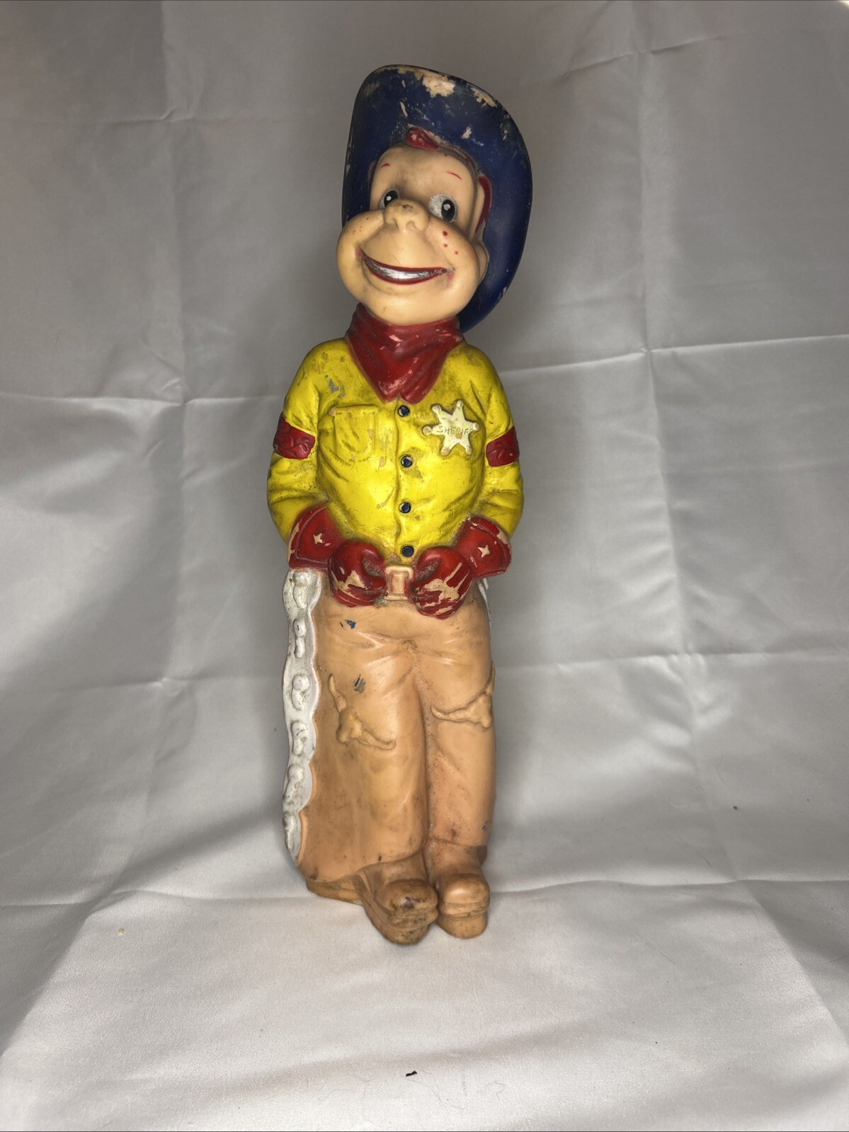 Vintage 1950s Sheriff Howdy Doody 13” Rubber Squeaky Toy