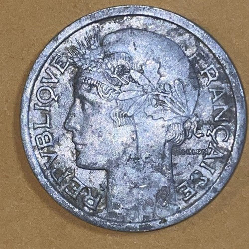 France 1 Franc 1948 French Coin light type Aluminum Cornucopia 23mm KM # 885a.1 - Picture 9 of 14