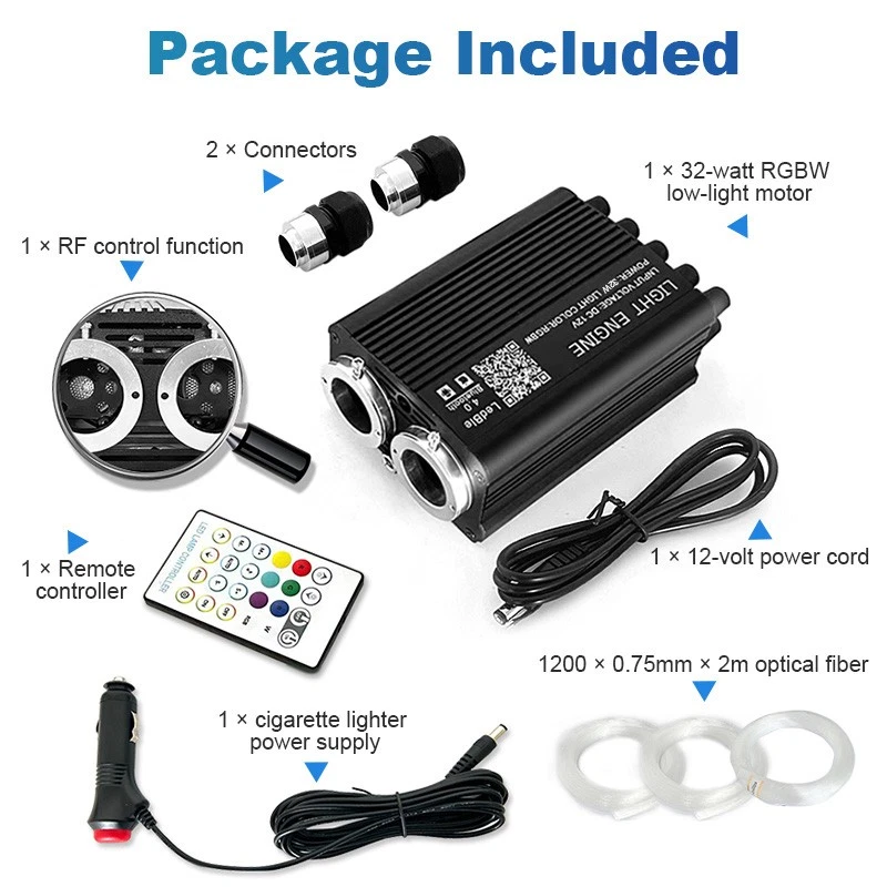 Conjunto de luzes de teto cintilantes 1200 peças forro de carro meteoro estrelado fibra óptica - Imagem 2 de 4