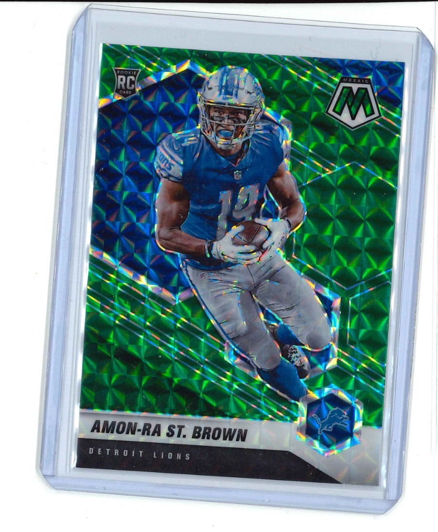 2021 Panini Mosaic Amon-Ra St. Brown Green Mosaic Prizm Rookie #328 RC Lions