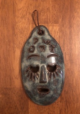 Handmade Studio Pottery Mask Wall Hanging Art Signed By Artist (BS3S2)