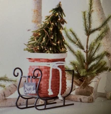 D & Co Santa Sack Basket Set w/Sleigh/Hang Tag-NEW-ON HAND-SHIPS NOW FOR FREE!!!