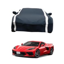 Car Cover Fit for C-orvette C8 Stingray Z51 Z06 E-Ray 2020 Black Grey Strip