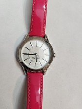 Nine West Women's Dress Pink Leather/Silver Stainless Watch. New Battery