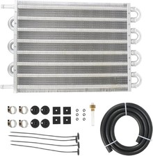 Transmission Oil Cooler, 8 Pass Tube and Fin Cooler Kit Universal Aluminium sil