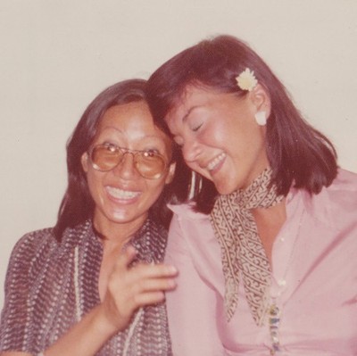 Two Young Women Sharing Close Joyful Intimate Laughter Sweet Charm Vintage Photo