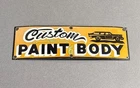 VINTAGE 18” CUSTOM PAINT BODY SHOP PORCELAIN SIGN CAR GAS TRUCK OIL MOTORCYCLE
