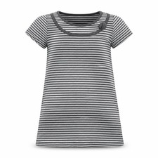 VERTBAUDE Girls Fit & Flare Dress Size 5 Years Grey Striped Knee Length