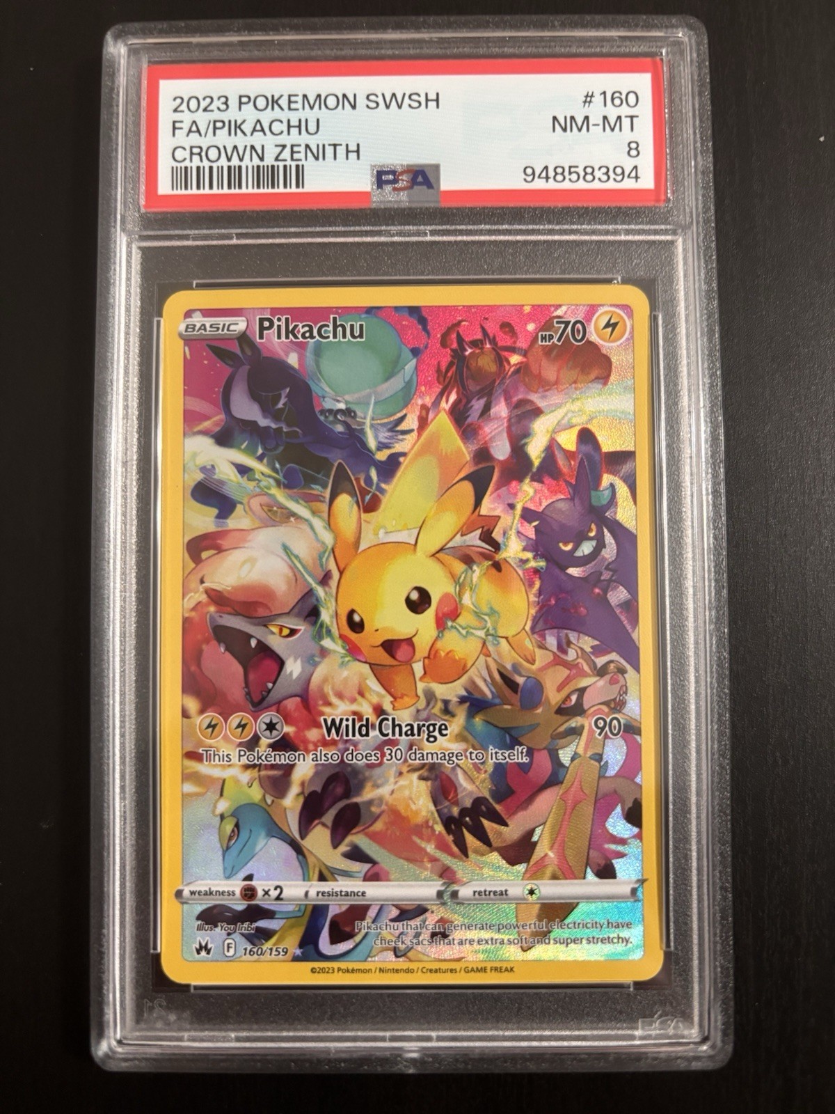Pikachu 160 PSA Graded 8 Full Art Secret Rare Crown Zenith Pokémon Card