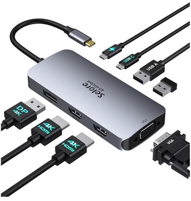 USB C Docking Station Dual Monitor, Selore Docking Station 3 Monitors Triple 4K