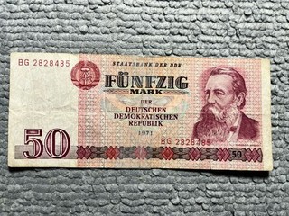 East Germany: vintage 50 Deutsche Mark note 1971 (note has a tape)
