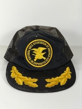 Vintage-NRA National Rifle Association-Trucker Gold Leaf Snapback Black Hat/Cap