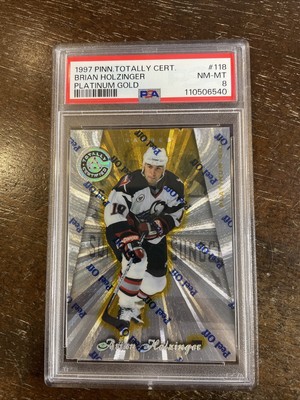 1997 Pinnacle Totally Certified Brian Holzinger Platinum Gold /69 PSA 8 ~Sabres