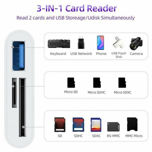 3-Port USB Type C to Card Reader Adapter SD Card Reader For MacBook Pro Laptop F - Picture 6 of 12