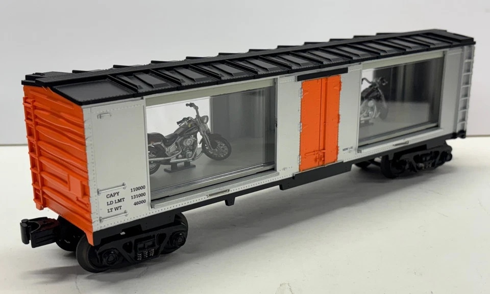 MTH Harley Davidson Window Box Car 2001 Springer Softail 30-74294.  Used-Nice! - Image 2 of 4