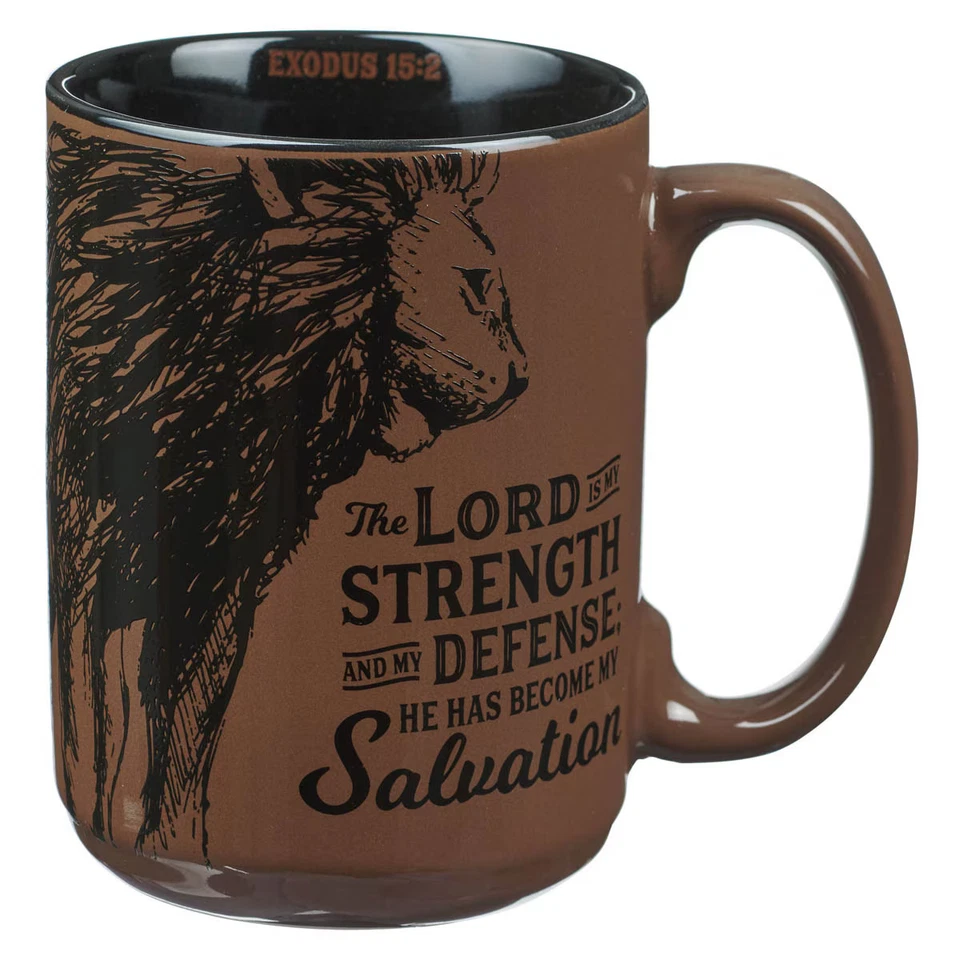 CHRISTIAN ART GIFTS Large Ceramic Coffee & Tea Mug for Men: The Lord is My Strength Bible Verse