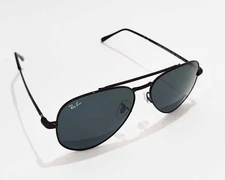 Ray-Ban Sunglasses RB3625 New Aviator Polished Black Frame Dark Grey Lenses 58mm
