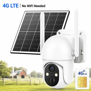 Cámara Seguridad Solar 4G LTE Conico Exterior Inalámbrica 2K PTZ 360 SIM No WiFi