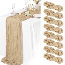 Cheesecloth Table Runner 10FT Long Boho Gauze Fabric Table Runner 8 Packs Beige