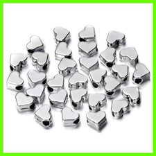 100 Pcs Heart Shape Spacer Beads Small Hole Spacer Beads Metal Loose Beads fo...