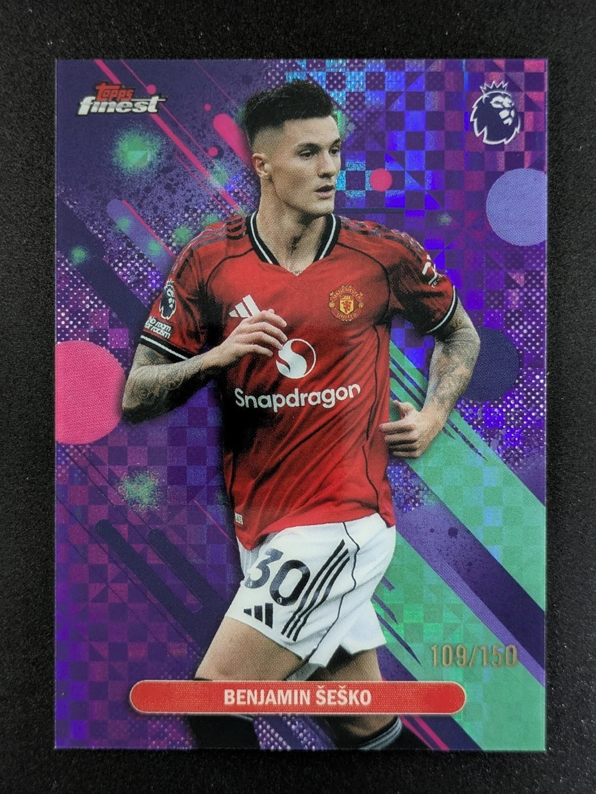 2025-26 Finest EPL Benjamin Sesko #67 Purple Checkerboard /150