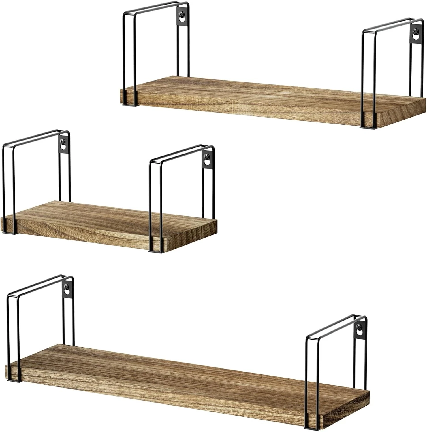Rustic Floating Shelves Hanging Shelves Wall Mount Set of 3 17 Inch Wood Shelves