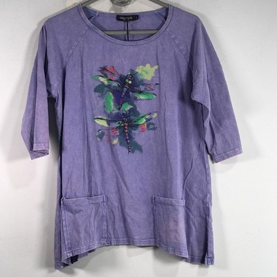 Creation Dragonfly Short Sleeve T-Shirt, Women's Size L - Purple