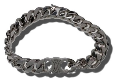 CELINE Triomphe Gourmette Bracelet Silver Authentic 5525