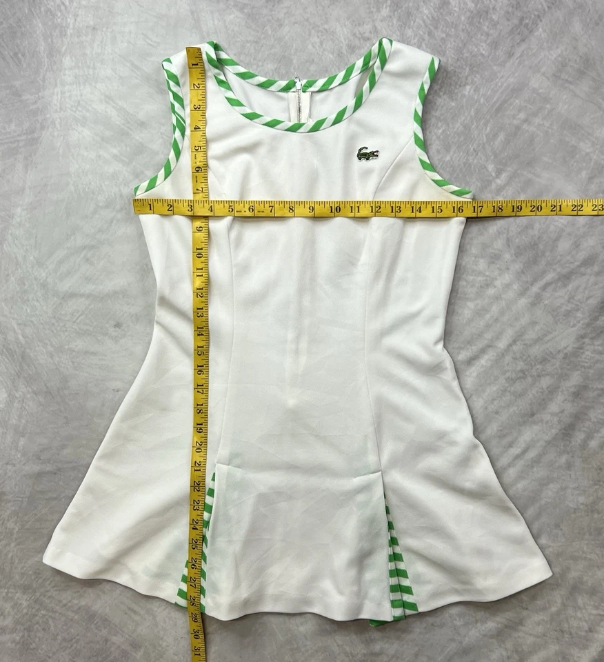Vestido Tenis Deportivo Vintage Años 70 Lacoste Haymaker Blanco Mod Talla Pequeña Foto 3 de 4