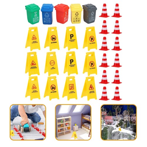 Jouets Barrières De Circulation - 24 Pièces, Jaune Et Noir - Simulation Routière Pour Enfants, Jeux Éducatifs Et Maquettes