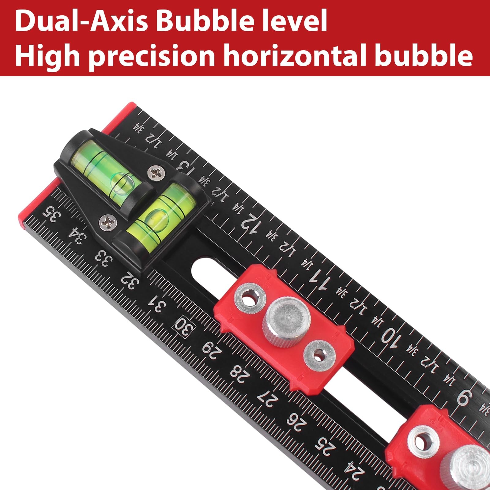 TRUTOPWAY 4-in-1 Aluminum Drilling Positioning Ruler, 16" Multifunctional T S...