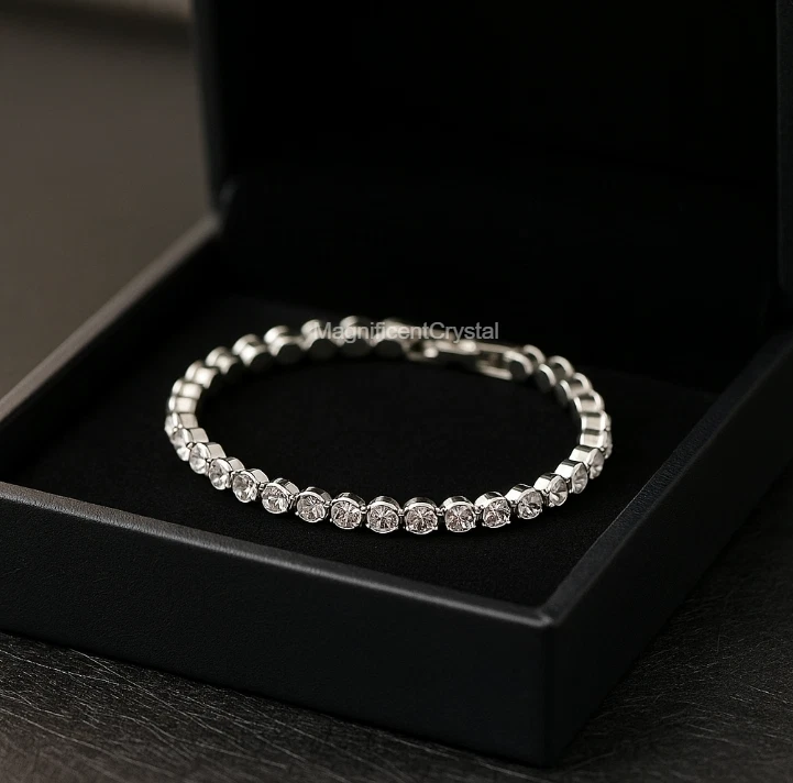 3pcs Swarovski Elements Inspired Crystal Bracelet Jewelry Women Energy Gifts - Image 2 of 4