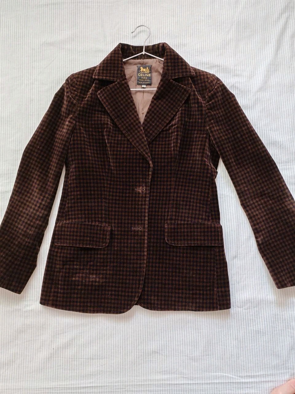 CELINE Paris Vintage 1970s Brown Velour Jacket Made in France Women Crazy Vtg