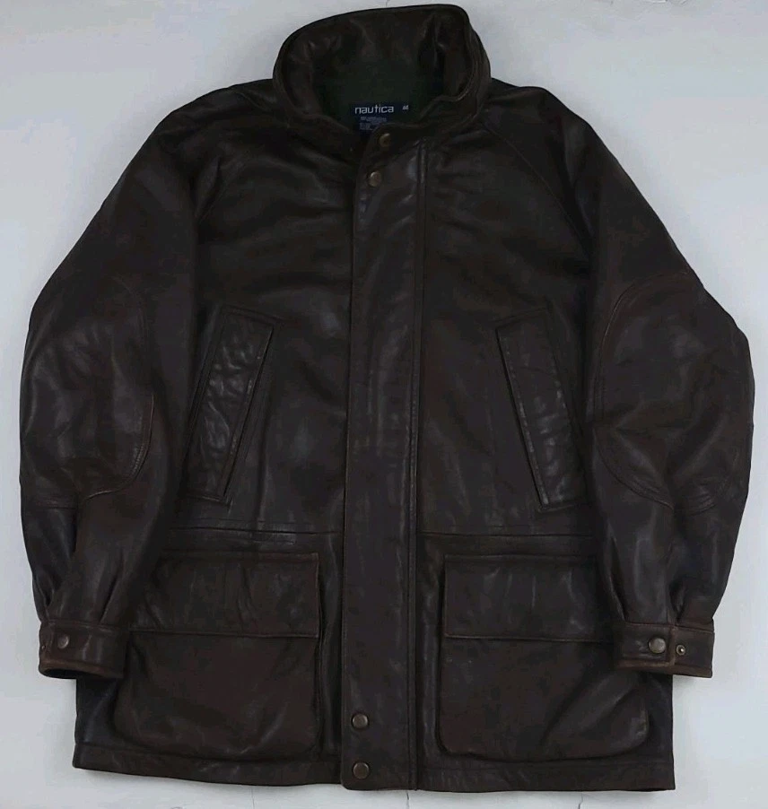 激安 セールオンライン 90s NAUTICA DARKBROWN LEATHER JACKET 【公式
