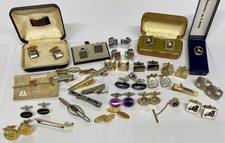 Job Lot 29 Vintage Art Deco Pairs Cufflinks Tie Money Clips Tie Pins All Good