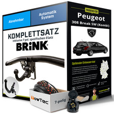 Für PEUGEOT 308 Break SW I 4E, 4H Anhängerkupplung abnehmbar +eSatz 7pol 07- NEU
