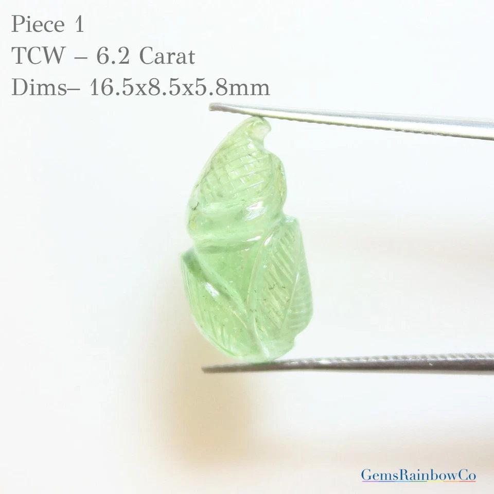 Carved Leaf Tourmaline Gemstone, Tourmaline Leaf Carved Stone, Multi Color - Image 2 of 4