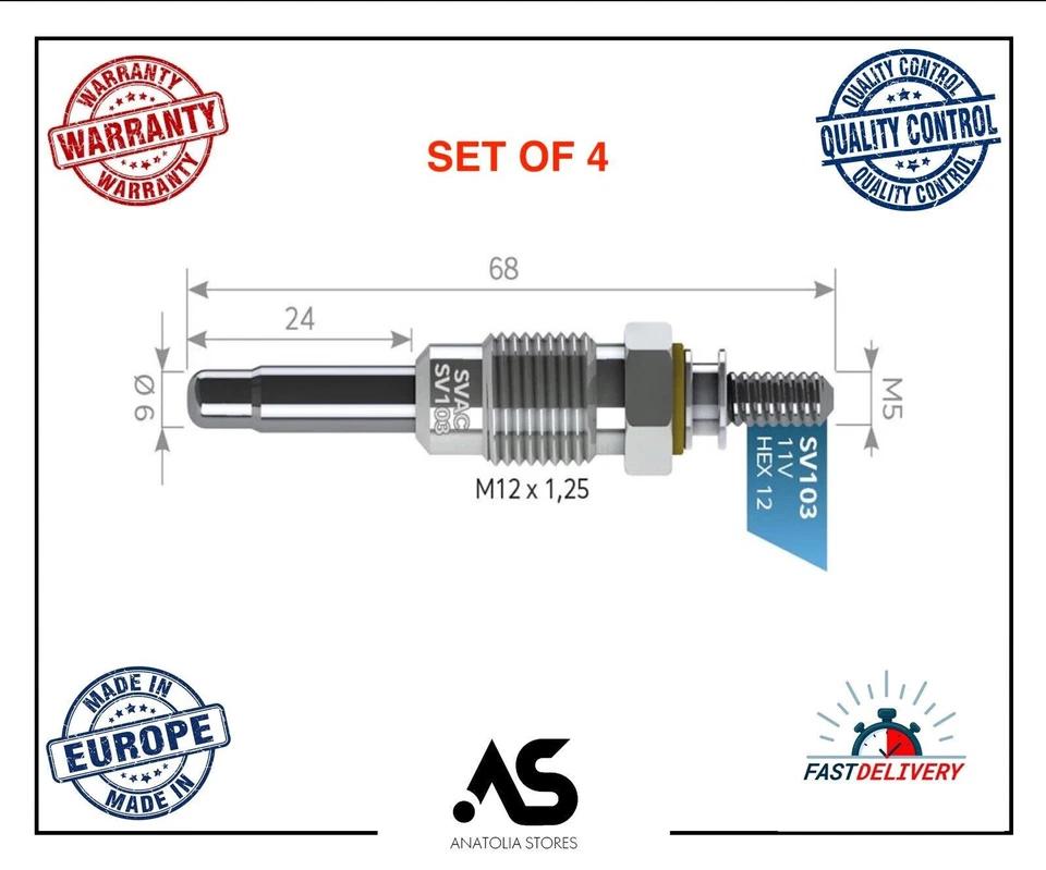 4X Bujías incandescentes 11V para Renault Clio I 19 Volvo 340-360 7700734956 Foto 2 de 4