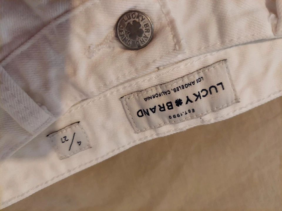 Womens Lucky Brand Denim Shorts 4 27 White Jean Stretch - Image 3 of 4