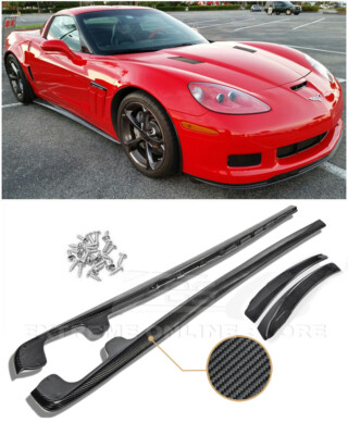 ZR1 CARBON FIBER Side Skirts Extension Mud Flaps Pair For 05-13 Corvette C6 Z06
