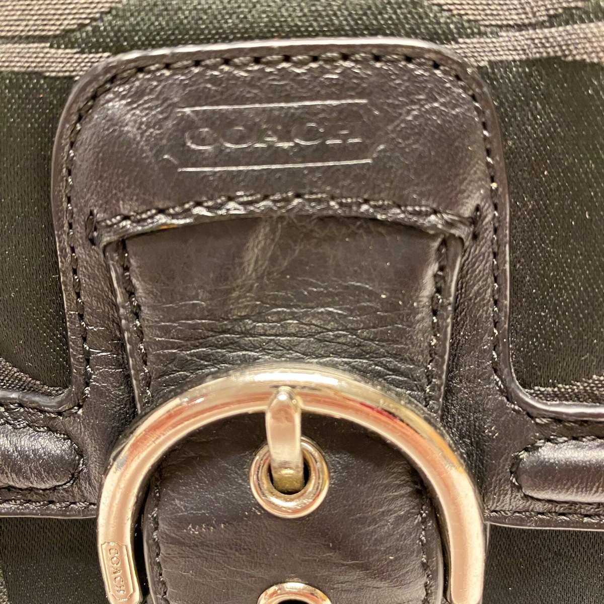 COACH Campbell Signature Black Logo Sateen Leather Satchel COACH Campbell Signature Black Logo Sateen Leather Satchel