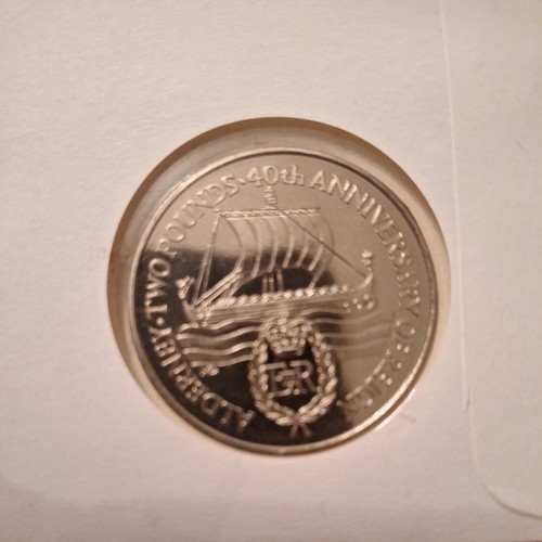 1992 QEII 40th Anniversary Accession Alderney £2 Coin PNC - Picture 4 of 5