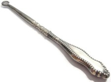 Antique Vintage Sterling Silver Small Shoe Button Hook Marked Sterling Monogram