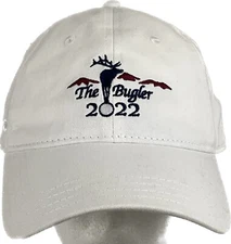 The Bugler 2022 Golf Cap Hat Adult Hook&Loop Breathable Poly Cotton White Pukka