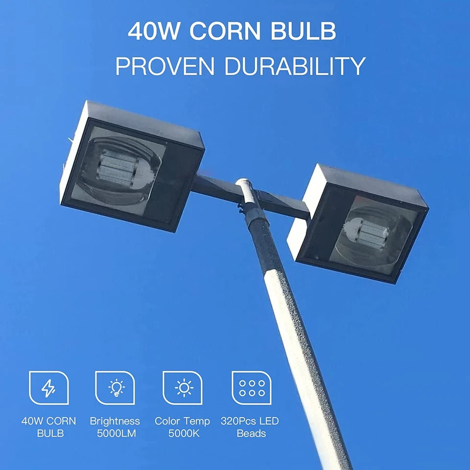 400W Equivalent LED Corn Light Bulb 40W 5000 Lumen 5000K Daylight White E26/E27 - Image 3 of 4