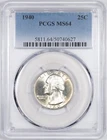 1940-P PCGS MS64 Uncirculated Washington Silver Quarter, Philadelphia Mint 27