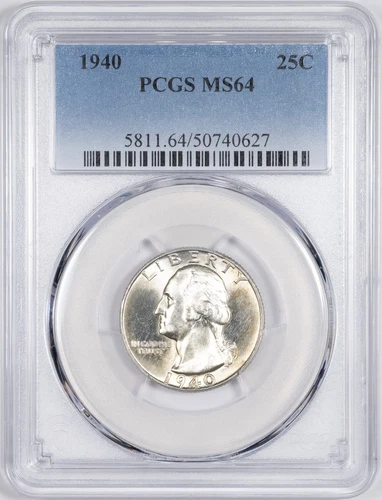 1940-P PCGS MS64 Uncirculated Washington Silver Quarter, Philadelphia Mint 27