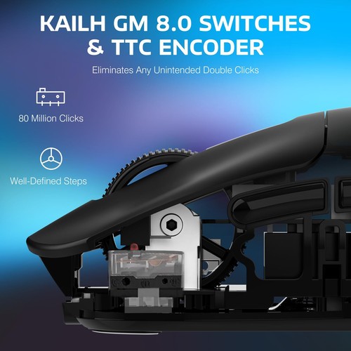 Mouse da gioco leggero wireless 26000 DPI 3 modalità con mouse antiscivolo per PC - Foto 13 di 70